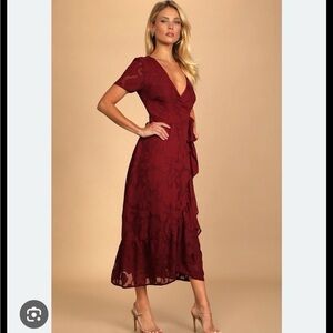 Lulus Brand Elegant Burgundy Wrap Dress Tie Front Size XS New with Tags